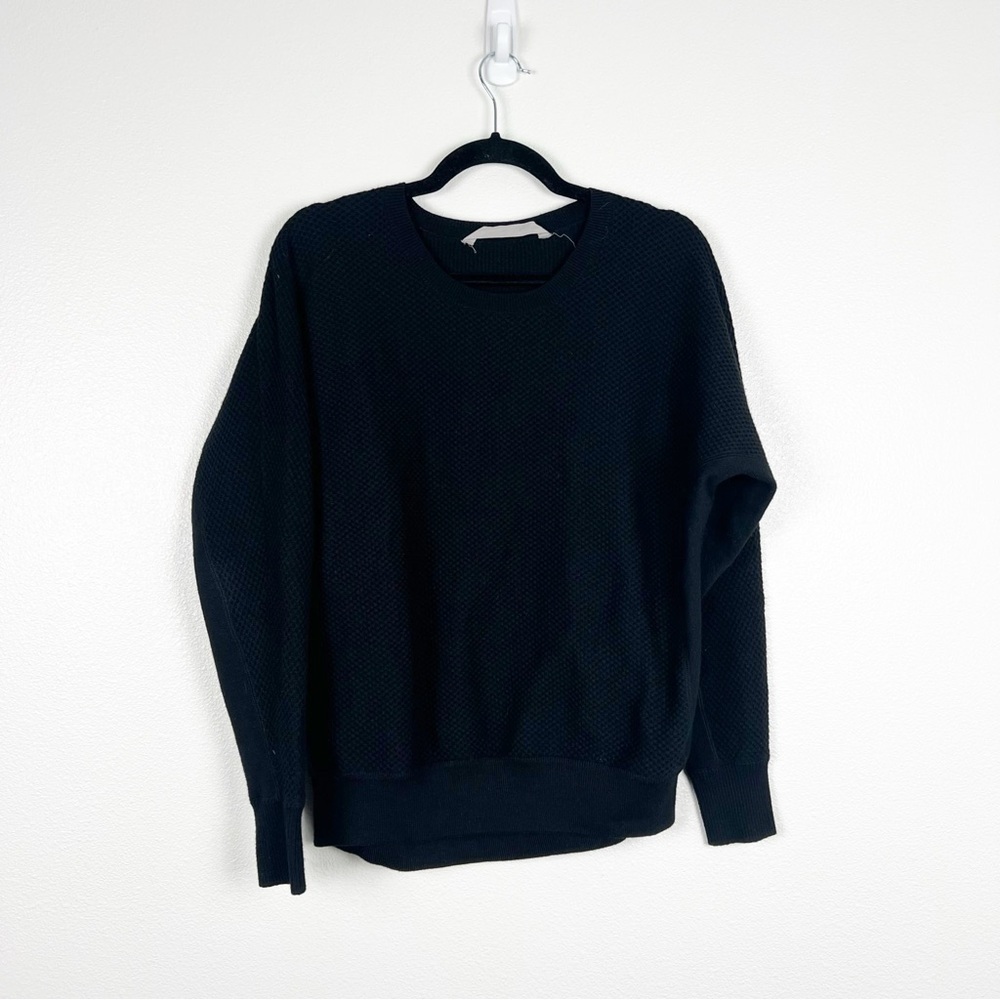 Athleta Waffle Knit Sweater Black Sz‎ S